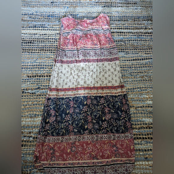 Beachlunchlounge Patterned Sleeveless Dress Size XS Gunny Sack Style Pullover Vn - Picture 6 of 7